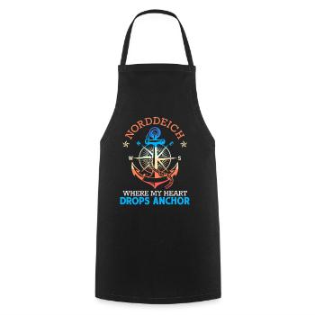 North Sea NORTH DIKE WHERE MY HEART DROPS ANCHOR Funny - Cooking Apron - black - Front - AI Model Male 185 dark (185cm)