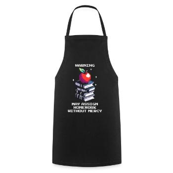Warning: Homework without mercy | Teacher - Cooking Apron - black - Front - AI Model Male 185 dark (185cm)