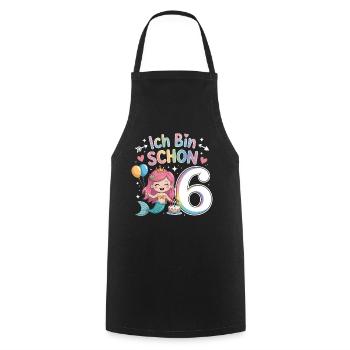 I'm already 6 Mermaid Birthday - Cooking Apron - black - Front - AI Model Male 185 dark (185cm)