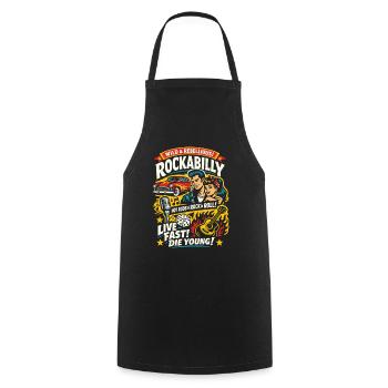 Rockabilly Vintage 50s Rock & Roll - Kochschürze - Schwarz - Vorne - AI Model Male 185 dark (185cm)