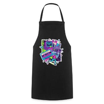 90s Cyber Punk - Cooking Apron - black - Front - AI Model Male 185 dark (185cm)