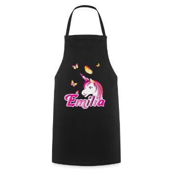 Emilia, maiden name, favorite name - Cooking Apron - black - Front - AI Model Male 185 dark (185cm)