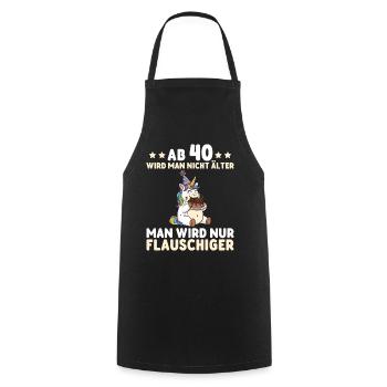 Licorne pour les 40 ans – On devient encore plus duveteux - Tablier de cuisine - noir - Devant - AI Model Male 185 dark (185cm)