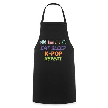 Essen, schlafen, K-Pop wiederholen, koreanisches Popmusikleben - Kochschürze - Schwarz - Vorne - AI Model Male 185 dark (185cm)
