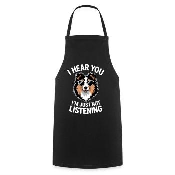 Expressions du chien de berger des Shetland, drôle de cadeau Sheltie - Tablier de cuisine - noir - Devant - AI Model Male 185 dark (185cm)