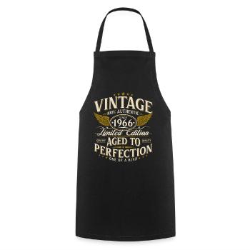 Vintage 1966 Jahrgang 60. Geburtstag Geschenk - Kochschürze - Schwarz - Vorne - AI Model Male 185 dark (185cm)