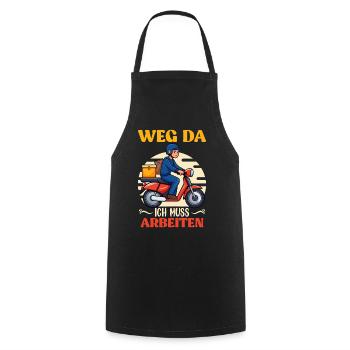 Facteur LOIN LÀ-BAS JE DOIS TRAVAILLER Drôle - Tablier de cuisine - noir - Devant - AI Model Male 185 dark (185cm)
