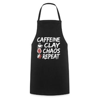 Caffeine Clay Chaos Repeat Design - Cooking Apron - black - Front - AI Model Male 185 dark (185cm)