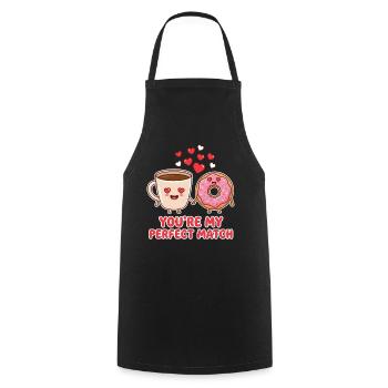 You Are My Perfect Match Coffee Donut Valentine - Cooking Apron - black - Front - AI Model Male 185 dark (185cm)