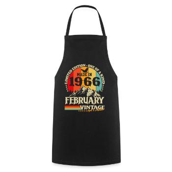 Vintage février 1966 Vintage Rétro Anniversaire - Tablier de cuisine - noir - Devant - AI Model Male 185 dark (185cm)