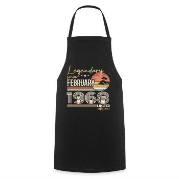 Février 1968 anniversaire 1968 légendes Février - Tablier de cuisine - noir - Devant - AI Model Male 185 dark (185cm)