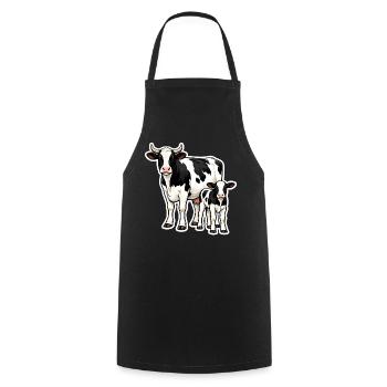 Vache avec veau – Illustration de ferme aimante - Tablier de cuisine - noir - Devant - AI Model Male 185 dark (185cm)