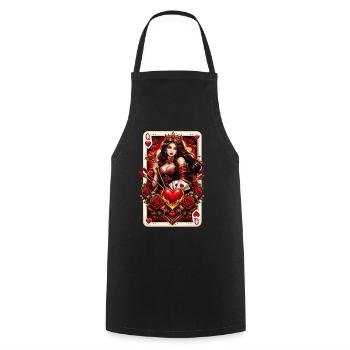 Spielkarte Herzkönigin Paar Valentinstag No. 2 - Kochschürze - Schwarz - Vorne - AI Model Male 185 dark (185cm)
