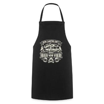 Camping | Bier vor Vier - Kochschürze - Schwarz - Vorne - AI Model Male 185 dark (185cm)