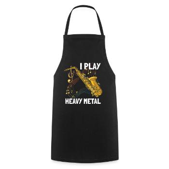 I play heavy metal Saxophon Saxophonspieler - Kochschürze - Schwarz - Vorne - AI Model Male 185 dark (185cm)