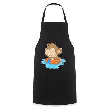 Affe Schwimmen Schwimmring Sommer - Kochschürze - Schwarz - Vorne - AI Model Male 185 dark (185cm)