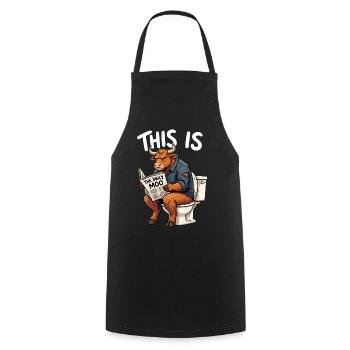 This Is Bull - Funny Bull On Toilet Graphic - Cooking Apron - black - Front - AI Model Male 185 dark (185cm)