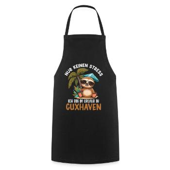 Vacances en mer du Nord PAS DE STRESS JE SUIS EN VACANCES À - Tablier de cuisine - noir - Devant - AI Model Male 185 dark (185cm)