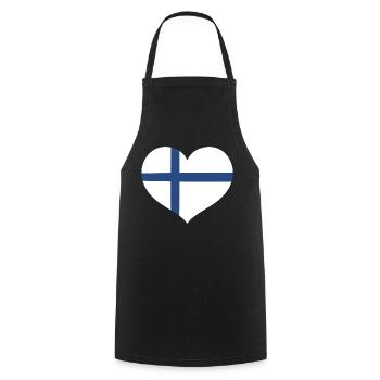 Cœur du drapeau finlandais - Tablier de cuisine - noir - Devant - AI Model Male 185 dark (185cm)