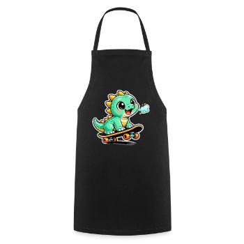 Green Dino Skateboard Hero - Cooking Apron - black - Front - AI Model Male 185 dark (185cm)