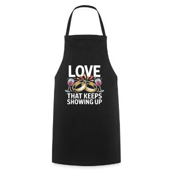 Couple marié anniversaire 2026 Mari Femme - Tablier de cuisine - noir - Devant - AI Model Male 185 dark (185cm)