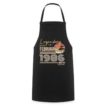 February 1986 Anniversary 1986 Legends February - Cooking Apron - black - Front - AI Model Male 185 dark (185cm)