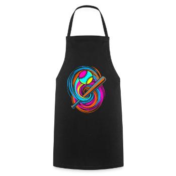 Baseball bat and ball - Cooking Apron - black - Front - AI Model Male 185 dark (185cm)