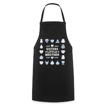 Sister & Little Brother Motif - Cooking Apron - black - Front - AI Model Male 185 dark (185cm)