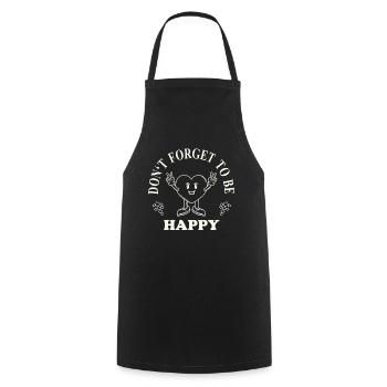 Don't Forget to Be Happy – Retro Heart Saying - Cooking Apron - black - Front - AI Model Male 185 dark (185cm)