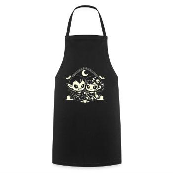 Nocturnal adorable vampire duo - Cooking Apron - black - Front - AI Model Male 185 dark (185cm)