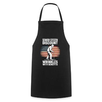 Senior Discount Retirement Humor - Cooking Apron - black - Front - AI Model Male 185 dark (185cm)
