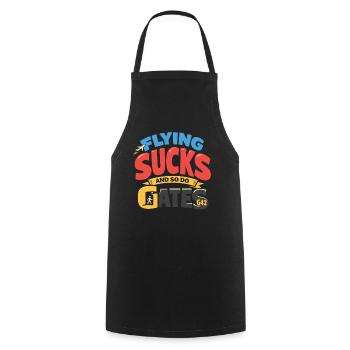 Travel anxiety humor, airport chaos, flying is - Cooking Apron - black - Front - AI Model Male 185 dark (185cm)