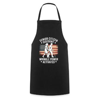 Senior Discount Retirement Humor - Cooking Apron - black - Front - AI Model Male 185 dark (185cm)
