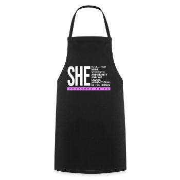 Chapter 31 Bible Proverb Jesus Christ Bible Verse - Cooking Apron - black - Front - AI Model Male 185 dark (185cm)