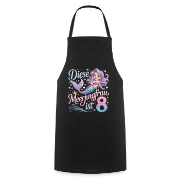 This Mermaid Is 8 Girls 8th Birthday - Cooking Apron - black - Front - AI Model Male 185 dark (185cm)