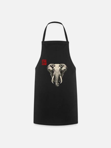 Elefant Asiatisch - Kochschürze - Schwarz
