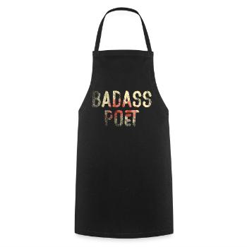 Badass Poet Floral Typografie - Kochschürze - Schwarz - Vorne - AI Model Male 185 dark (185cm)