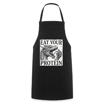 Eat Your Protein Dragon Knight Humor - Cooking Apron - black - Front - AI Model Male 185 dark (185cm)