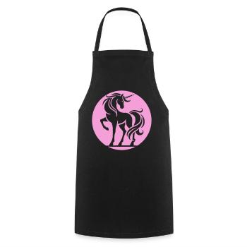 Cercle de la silhouette de la licorne rose - Tablier de cuisine - noir - Devant - AI Model Male 185 dark (185cm)