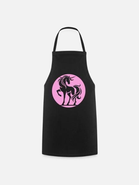 Rosa Einhorn Silhouette Kreis - Kochschürze - Schwarz