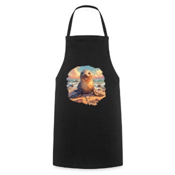 Sea Lions Sea Lion - Cooking Apron - black - Front - AI Model Male 185 dark (185cm)