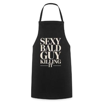 Sexy Bald Guy Killing It - Cooking Apron - black - Front - AI Model Male 185 dark (185cm)