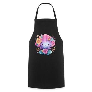 Moule fleurie avec des fleurs joyeuses - Tablier de cuisine - noir - Devant - AI Model Male 185 dark (185cm)