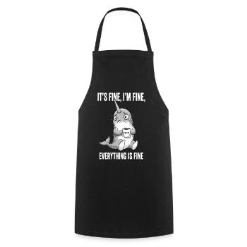 its fine im fine coffee narwal - Cooking Apron - black - Front - AI Model Male 185 dark (185cm)