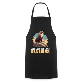 Lions de mer Lion de mer - Tablier de cuisine - noir - Devant - AI Model Male 185 dark (185cm)