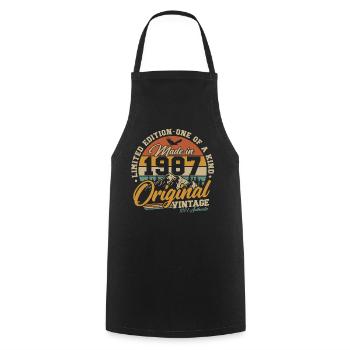 Cadeau rétro original d’anniversaire vintage de 1987 - Tablier de cuisine - noir - Devant - AI Model Male 185 dark (185cm)