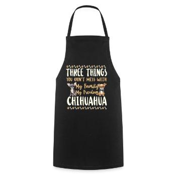 Chihuahua Chihuahueño : Trois choses - Tablier de cuisine - noir - Devant - AI Model Male 185 dark (185cm)