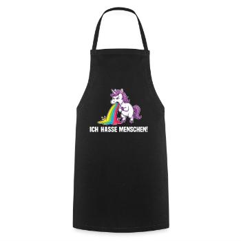 Licorne drôle Je déteste les gens Arc-en-ciel - Tablier de cuisine - noir - Devant - AI Model Male 185 dark (185cm)