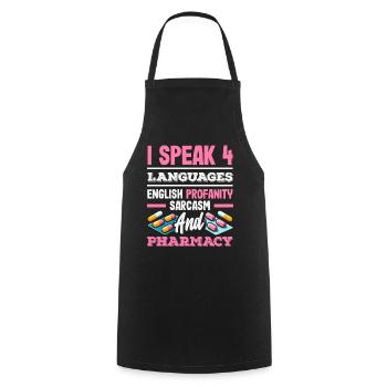 Speak 4 Languages Funny Pharmacist - Cooking Apron - black - Front - AI Model Male 185 dark (185cm)
