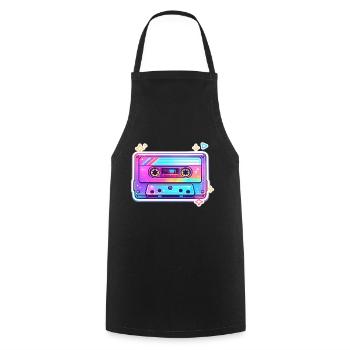 Neon Rainbow Cassette Sticker - Cooking Apron - black - Front - AI Model Male 185 dark (185cm)